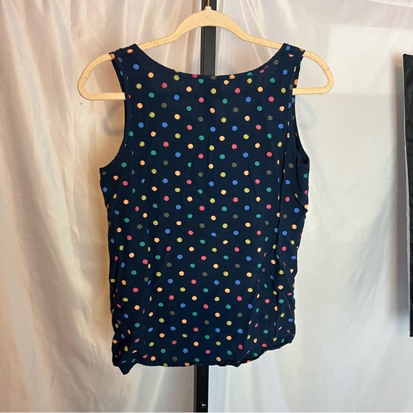 J. Jill Navy Blue and Colorful Polka Dot Tank Blouse, size Medium Petite - Picture 7 of 7